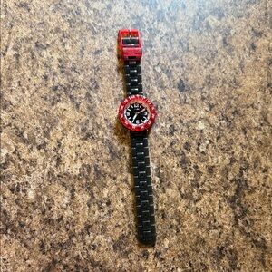 Swatch Kids Vibrant Red and Black Watch
